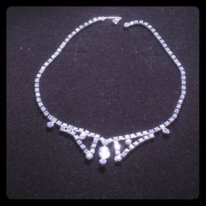 Rhinestone baby blue  vintage necklace